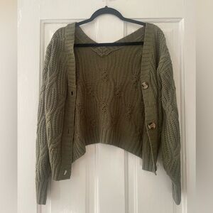 Pink Rose | Sweater Cardigan| Green| Size: S